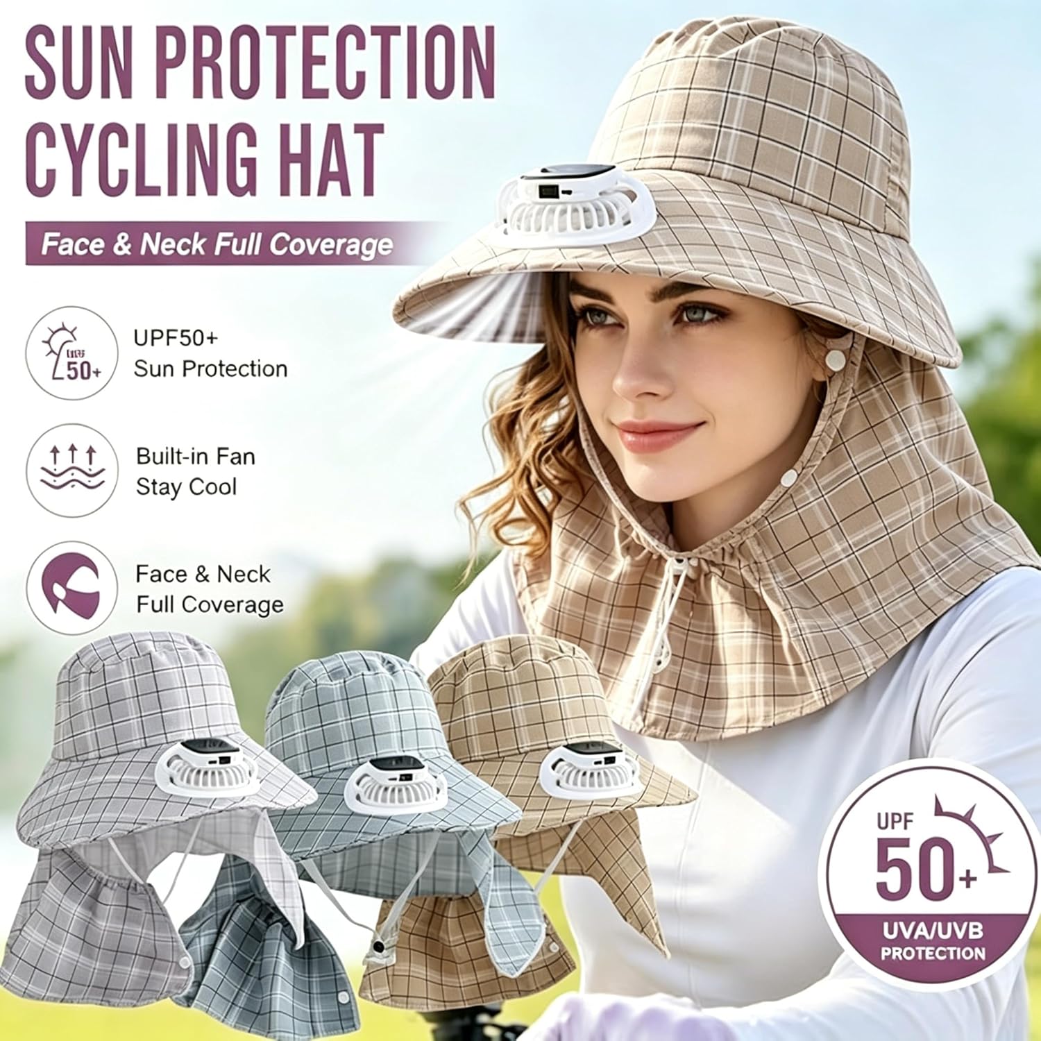 1PC Solar Power Neck Guard Fan - đánh giá và giá Fishing Hat