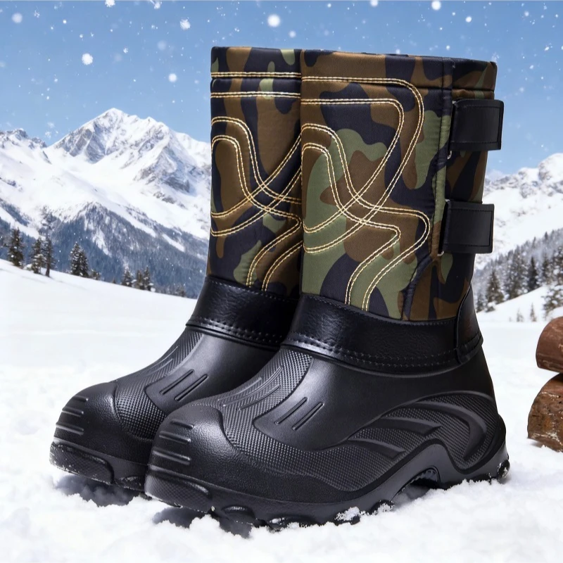 Men Camo High‑Top Winter Snow  - đánh giá và giá Fishing Boots